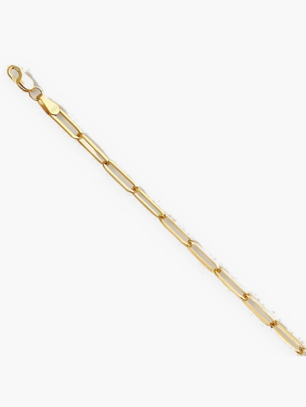 14k Solid Gold Square Paperclip Chain Necklace 3mm 18 Inch Tehrani